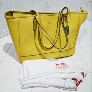 All leather Coach East West city Tote Bag